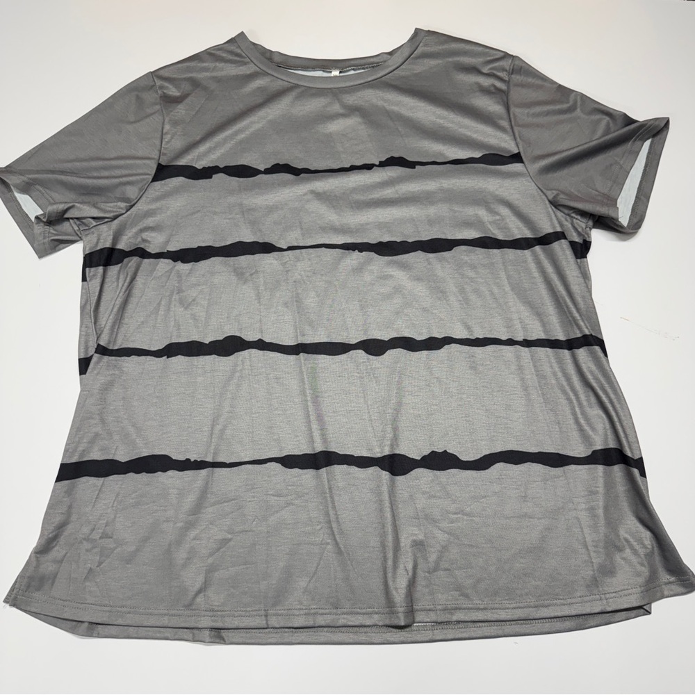 Stylish Vislily Gray and Black Striped Women's Tee